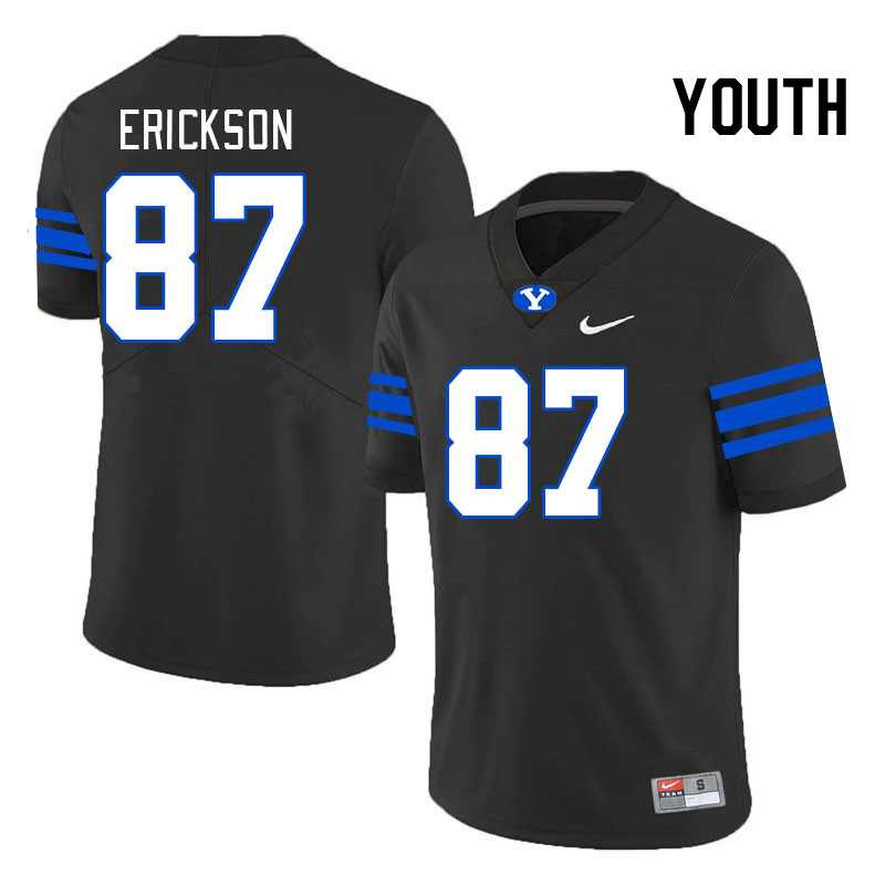 Youth #87 Ethan Erickson BYU Cougars College Football Jerseys Stitched-Black - Click Image to Close
